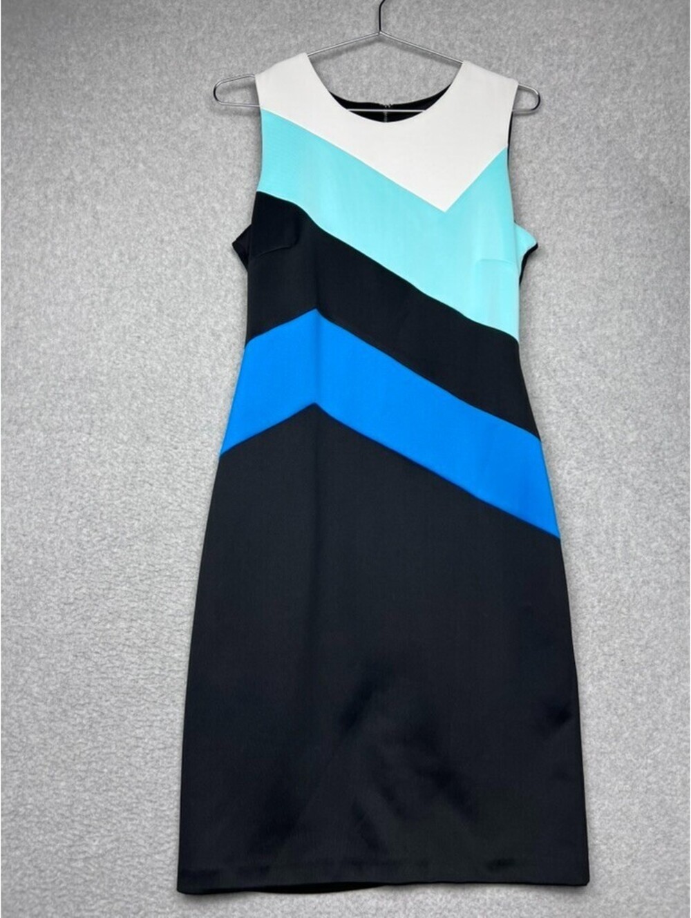 Calvin Klein Chevron Sheath Dress 8 Geometric Scuba Workwear Modern Business